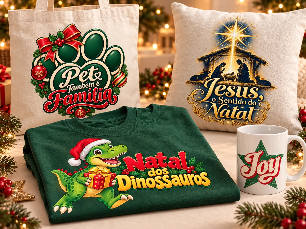 Camiseta, ecobag, almofada e caneca com estampas do Arsenal de Natal
